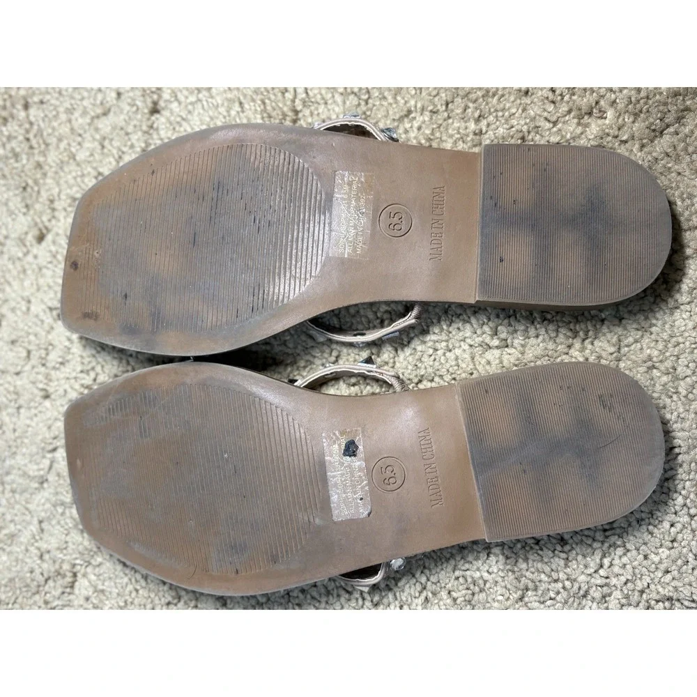 Steve Madden Girl Sophii Sandals Women 6.5 Studded Strappy Footbed